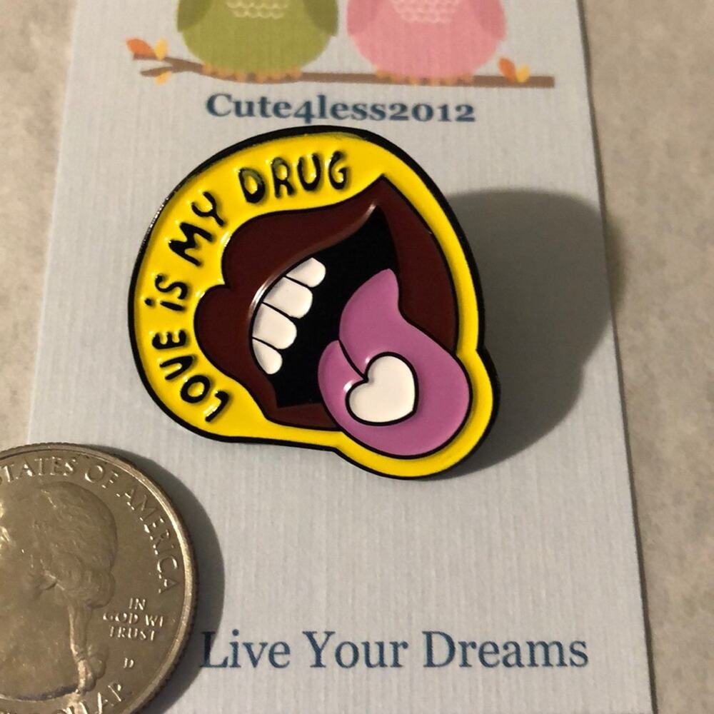 Love is My Drug Tongue Pin Brooch Valentine’s